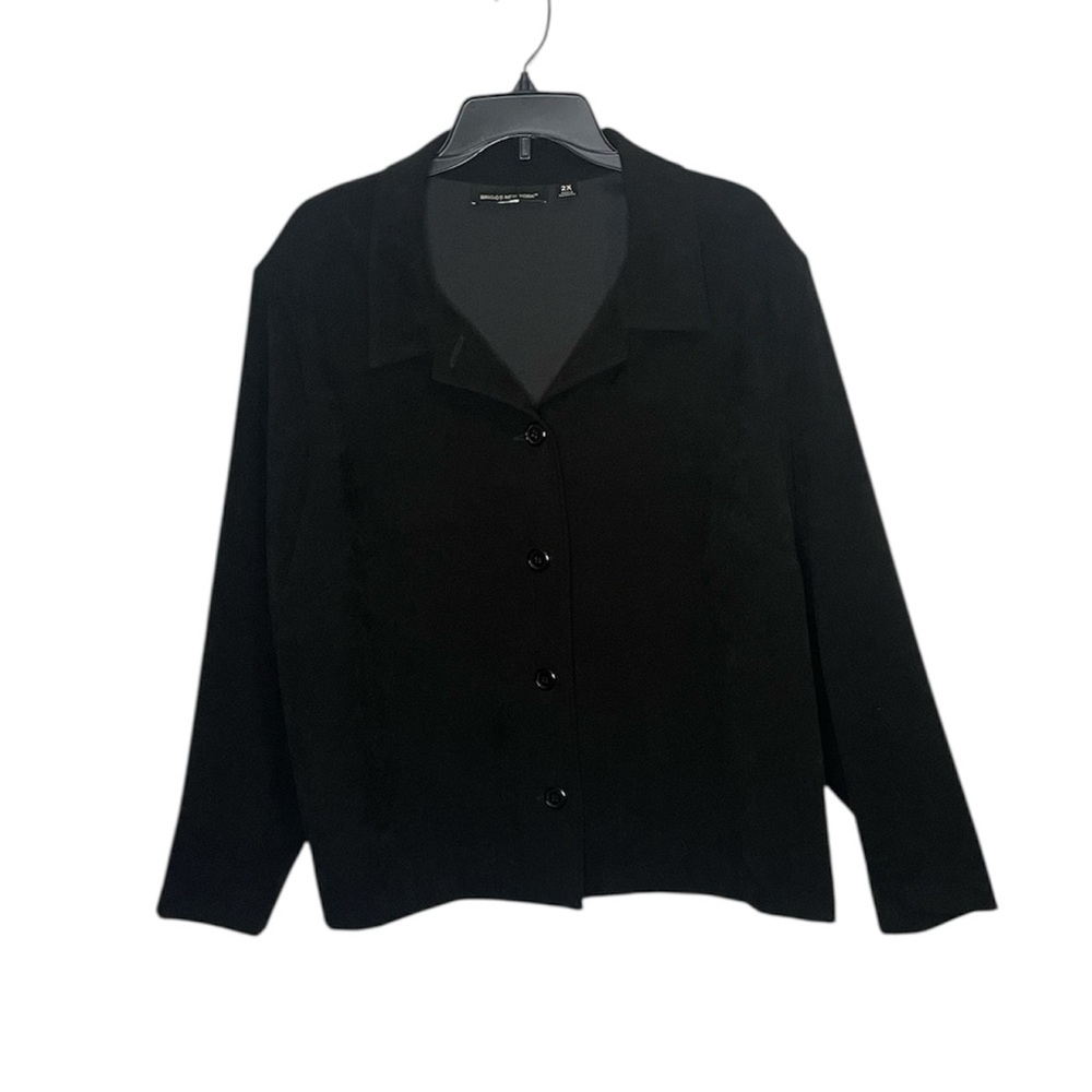 BRIGGS NEW YORK WOMENS BLACK BLAZER JACKET FAUX SUEDE SIZE 2X